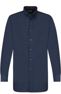 Сорочка из смеси хлопка и кашемира с воротником button down Brioni