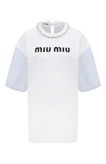 Хлопковая футболка Miu Miu