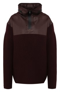 Кашемировый свитер с кожаным капюшоном Bottega Veneta