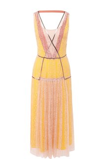 Приталенное платье-миди с кружевной отделкой Bottega Veneta