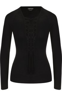 Пуловер из смеси шерсти и шелка со шнуровкой Tom Ford