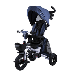 Велосипед детский Maxiscoo трехколесный складной серия "shark"(2021) С мягким сиденьем и капюшоном Синий msc-bcl062003b