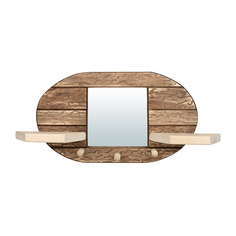 Зеркало Банные штучки с вешалкой и двумя полками, состаренное, Овал, 60x30x13 см, 3 рожка, липа