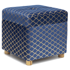 Пуф Glasar с крышкой 44x44x44см синий/золото ГЛАСАР