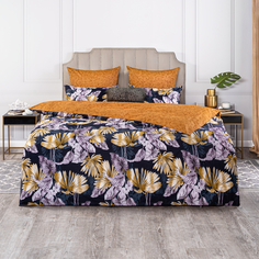 Комплект постельного белья Estia Мускато оранжевый с синим Семейный/дуэт