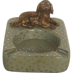 Пепельница Glasar с собачкой, зеленая, 13х10х8 см ГЛАСАР