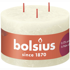 Свеча Bolsius Rustic Shine 9х14 см с 3 фитилями жемчужная