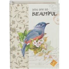 Шкатулка Glasar в виде книги бежевая с птицей 17х5,3х23,2 см ГЛАСАР