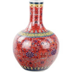 Ваза Glasar фарфоровая красная 38х38х54 см ГЛАСАР