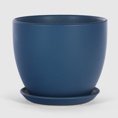 Кашпо керамическое для цветов Shine Pots 18x16см синий матовый
