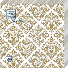Салфетки Home collect premium бумажные золотой орнамент 40х40 3сл 20л
