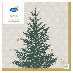 Салфетки бумажные трехслойные Duni Trees In Gold 33х33 см