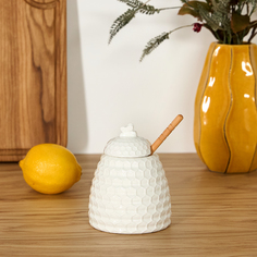Банка для меда с ложкой Crystal white Cozy Home