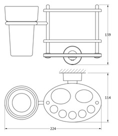 Держатель зубных щеток и пасты со стаканом (матовый хрусталь; хром) FBS NOS 061