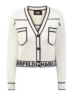 Укороченный кардиган K/Logo с контрастной отделкой Karl Lagerfeld