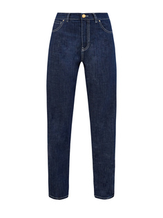 Высокие джинсы с контрастной прострочкой и литой фурнитурой Lorena Antoniazzi