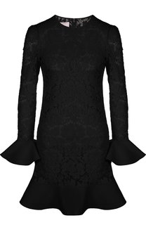 Хлопковое кружевное мини-платье с оборкой Valentino