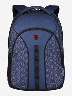 Рюкзак WENGER Sun 16, синий со светоотражающим принтом, полиэстер, 35x27x47 см, 27 л,