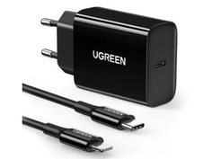 Зарядное устройство Ugreen CD137 CD137 USB Type-C + кабель Lightning Black 50799