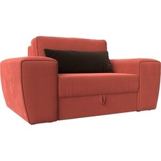 Лига Диванов Кресло Лига-008 микровельвет коралловый/коричневый 118868