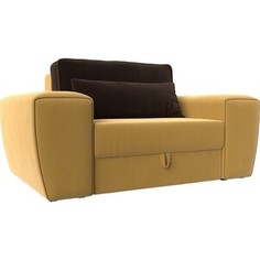 Лига Диванов Кресло Лига-008 микровельвет желтый/коричневый