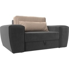 Лига Диванов Кресло Лига-008 велюр серый/бежевый 118838