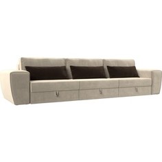 Лига Диванов Прямой диван Лига-008 Long микровельвет бежевый/коричневый 119030
