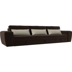 Лига Диванов Прямой диван Лига-008 Long микровельвет/рогожка коричневый/корфу 02 119082