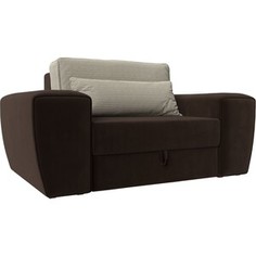 Лига Диванов Кресло Лига-008 микровельвет/рогожка коричневый/корфу 02