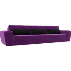 Лига Диванов Прямой диван Лига-008 Long микровельвет фиолетовый/черный 119069