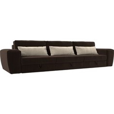 Лига Диванов Прямой диван Лига-008 Long микровельвет коричневый/бежевый
