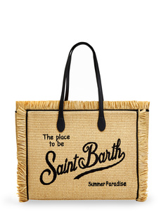 Плетеная сумка с вышивкой и ручками из эко-кожи MC2 Saint Barth