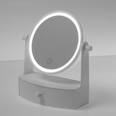 Зеркало косметическое настольное LuazON KZ-05 с подсветкой белый