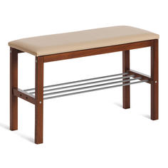 Банкетка BERYL дерево / экокожа, 67*31*49 см, темный орех/бежевый Tet Chair