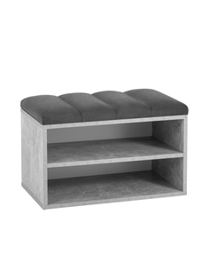 Обувница Хольст Stool Group серая велюр тёмно-серый