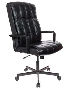 Кресло VB_EChair-562 TR рец. кожа черная, металл (детали в спинке) No Brand