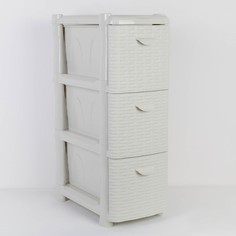 Комод узкий 3-х секционный «Ротанг», цвет белый No Brand