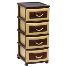 Комод 4 секции Дельфин бежево/коричневый РОССПЛАСТ