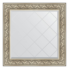 Зеркало с гравировкой в раме 90x90см Evoform BY 4338 барокко серебро