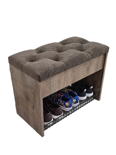 Обувница с сиденьем из велюра Puffsib А-61, дуб самдал/коричневый