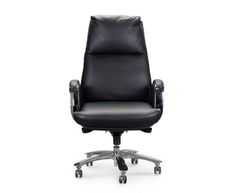 Кресло для руководителя Norden Сенат черная кожа / синхромеханизм / алюминиевая крестовина