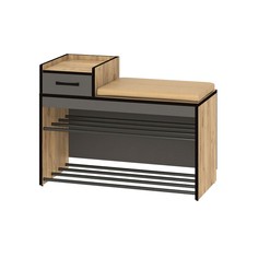 Тумба Ольга-лофт-5 дуб крафт золотой/темно серый/черный/экокожа люкса бренди No Brand