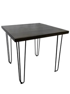 Стол кухонный Solarius Loft металл-дерево 75х75х75, цвет венге с черными ножками-шпильками