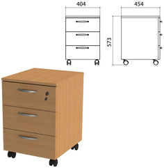 Тумба подкатная "Этюд", 404х454х573 мм, 3 ящика, замок, бук бавария No Brand