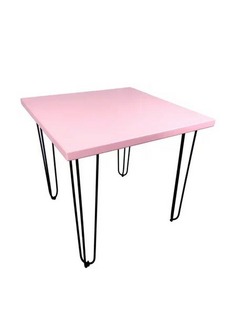 Стол кухонный Solarius Loft металл-дерево 70x70х75, розовый с черными ножками