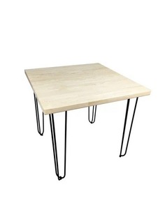 Стол кухонный Solarius Loft металл-дерево 70x70х75, без покраски с черными ножками