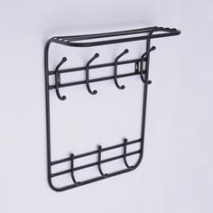 Вешалка настенная с полкой «Комфорт», 7 крючков, 45?11?55 см, цвет чёрный No Brand