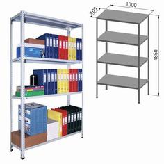 Практик Стеллаж металлический ПРАКТИК "MS", 1850х1000х600 мм, 4 полки, MS 185/100х60/4