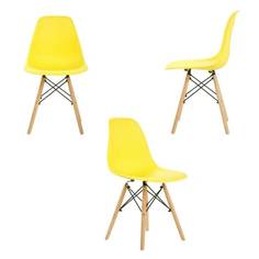 Комплект стульев 3 шт. LEON GROUP для кухни в стиле EAMES DSW, желтый