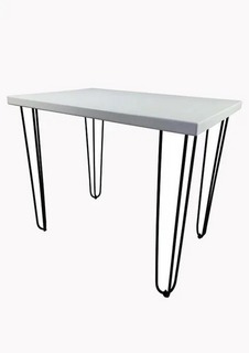 Стол кухонный Solarius Loft металл-дерево 120x70х75, белый с черными ножками